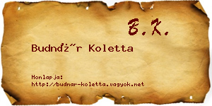 Budnár Koletta névjegykártya